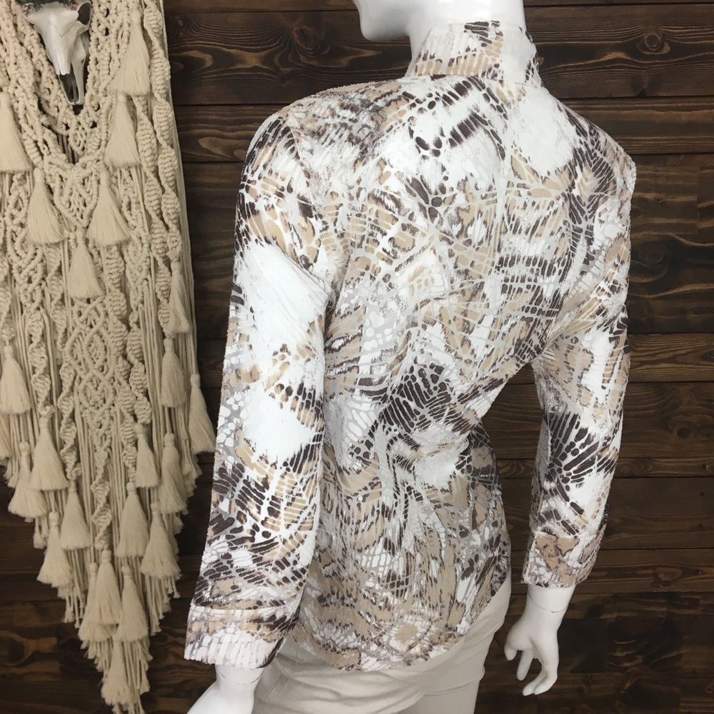 Brownstone Studio | Mesh Button Down Split Neck T… - image 3